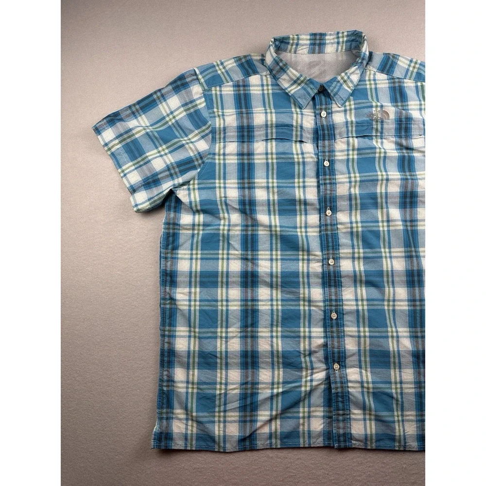 The North Face Button Down Shirt Mens XL Blue Fast Dry Mesh Vented Short Sleeve